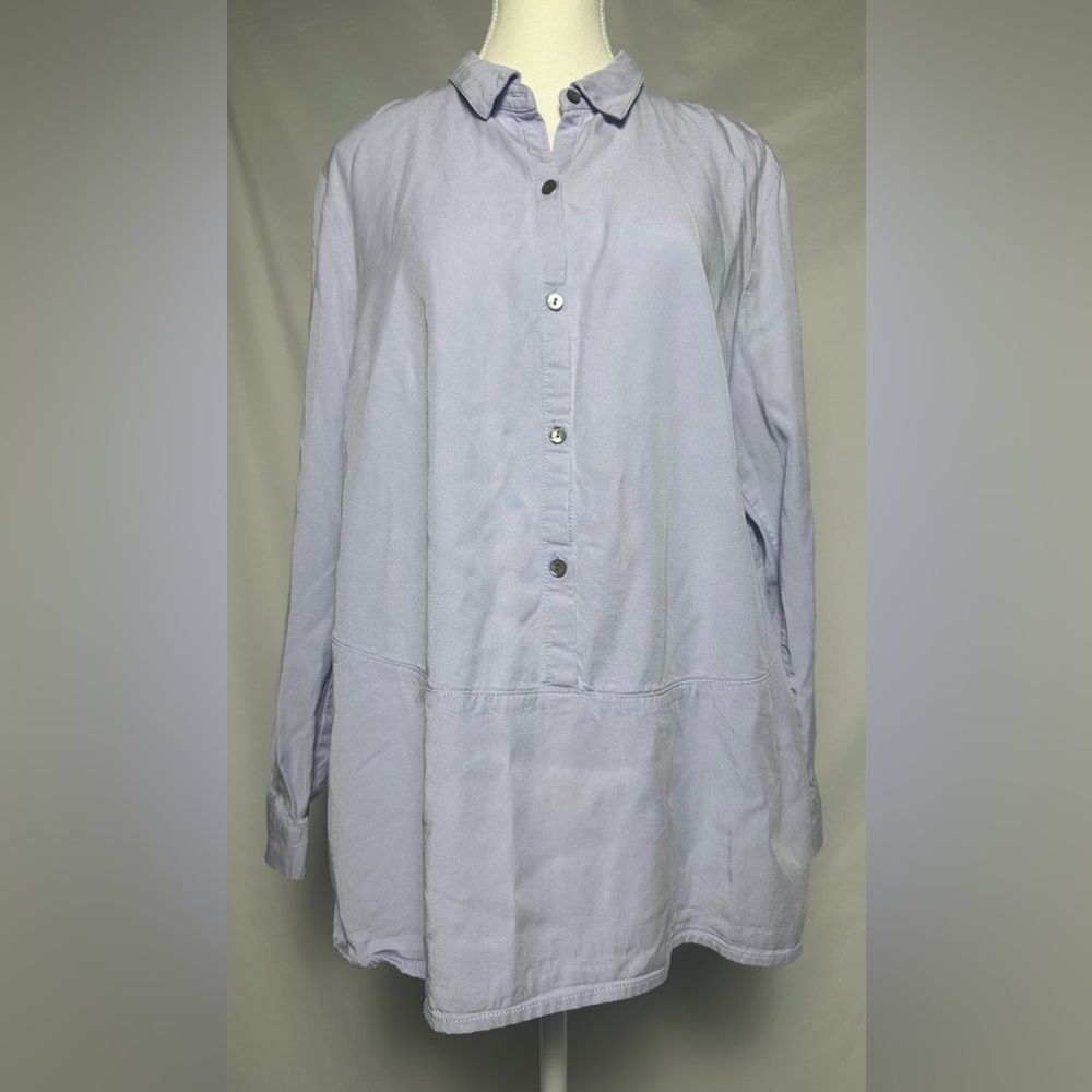 J. JILL Blue Button Front Collared Lightweight Tunic Size L‎